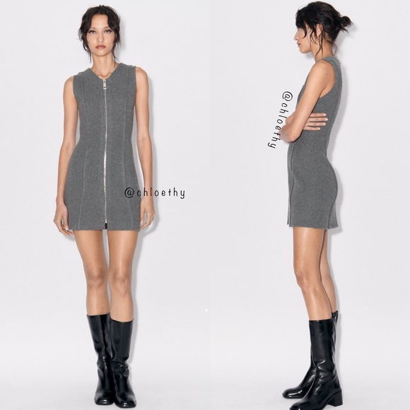 Zara KNIT DRESS WITH ZIPPER - Picture 10 of 14